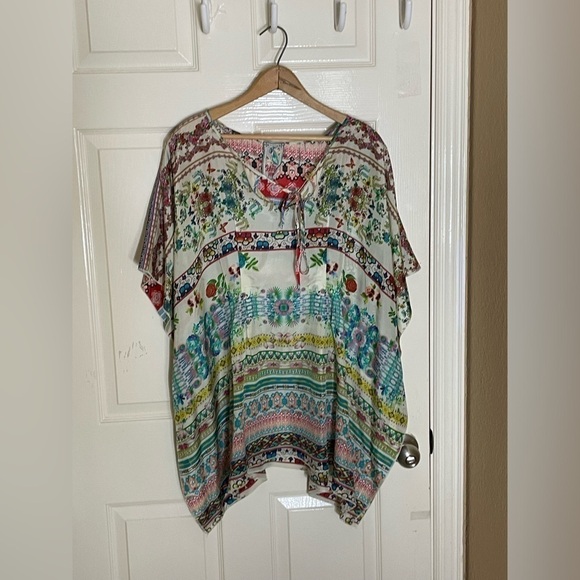 Johnny Was Poncho Blouse, Boho Pullover with Buttons, multi Large​​​​​​​​​​​ - Picture 6 of 11